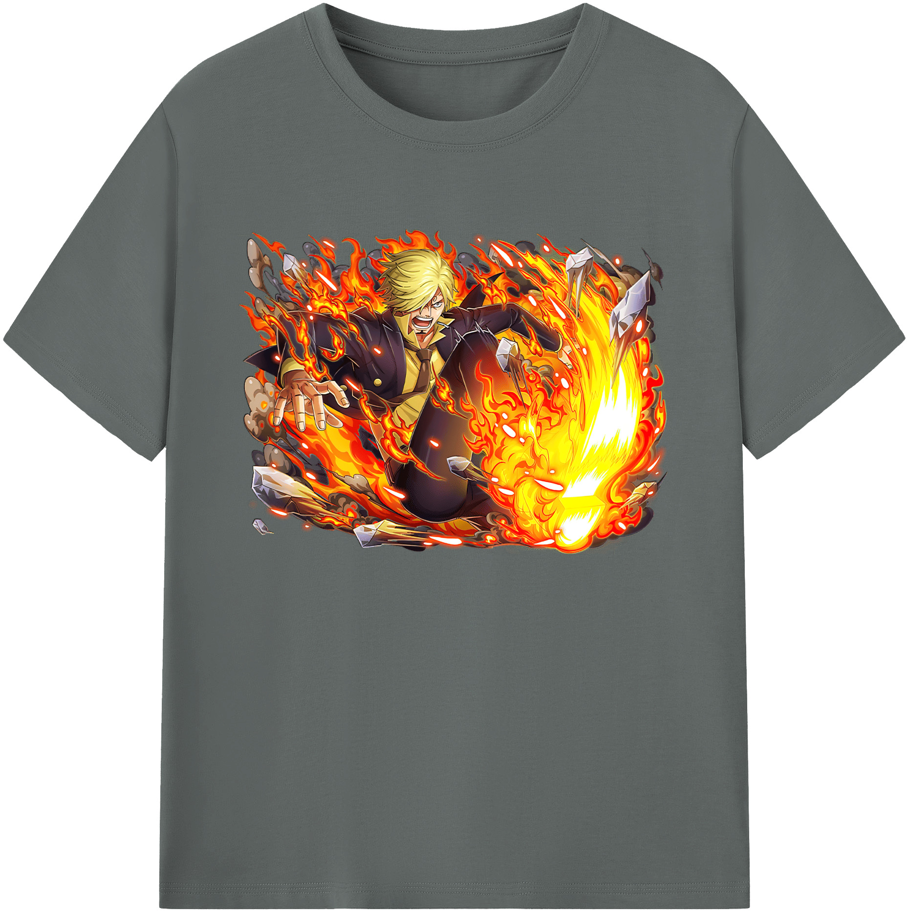 （画像用） ワンピース サンジ ONE PIECE Sanji 綿100％ メンズ半袖Tシャツ｜肌触りやわらか＆通気性